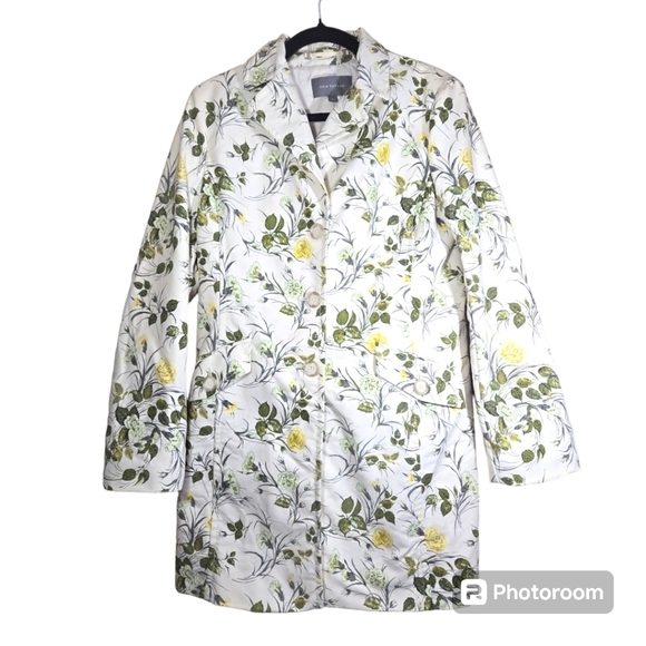 Ann Taylor Ivory Floral Trench Coat Medium - Picture 1 of 8